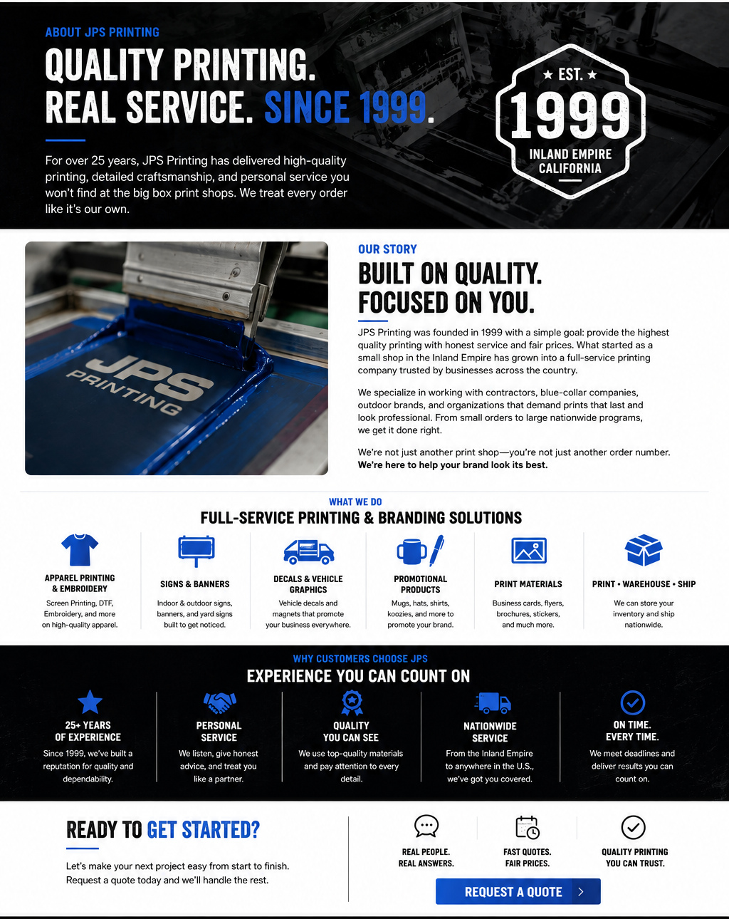 About JPS Printing — quality printing and personal service since 1999